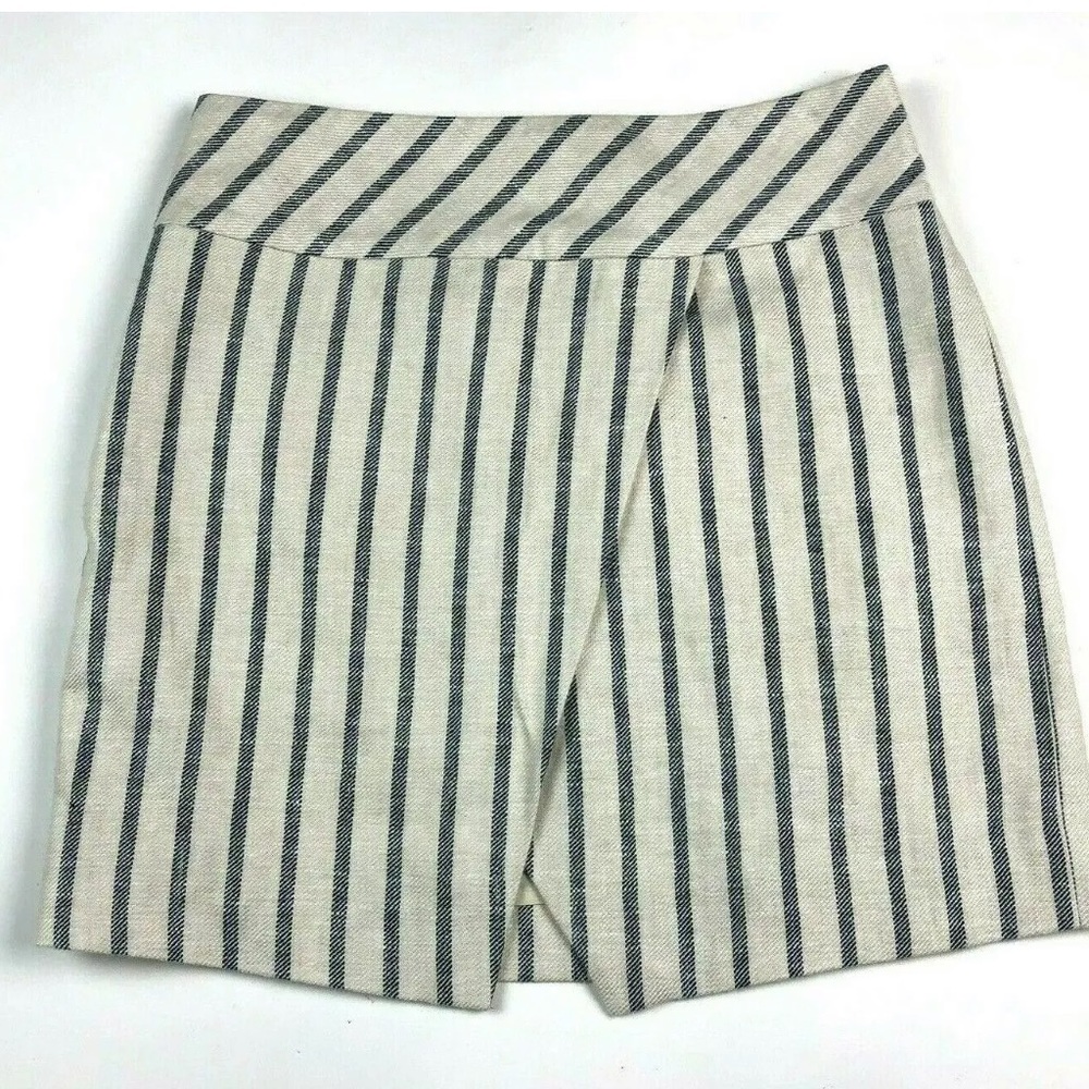 J. Crew Striped Linen Skirt 6 Mini Crossover Wrap